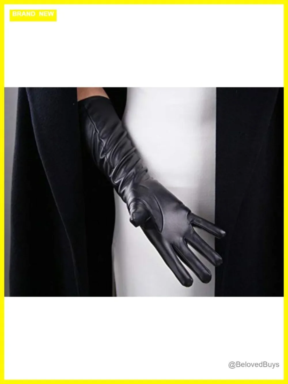 Faux Lambskin Leather Elbow Length Opera Gloves, Touchscreen Compatible, Medium